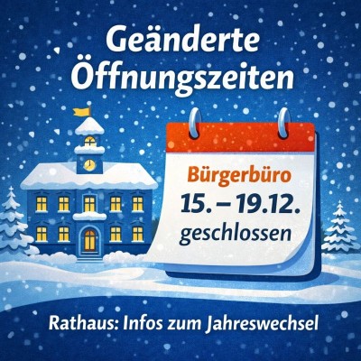 Wurmberg: Bürgerbüro geschlossen: Geänderte Rathauszeiten zum Jahreswechsel